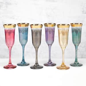 Muticolor Flutes with Gold Band (Set of 6)