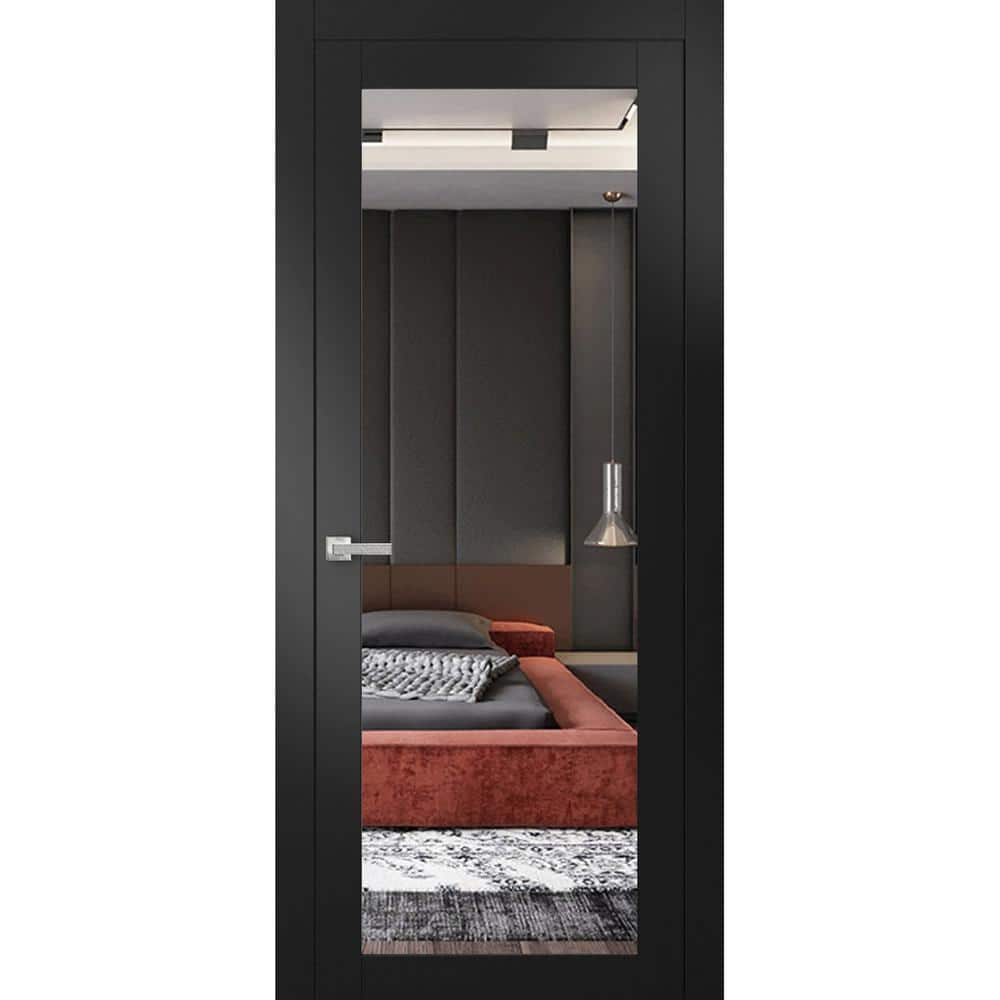 24 in. x 80 in. 1-Panel Black Matte Finished MDF Sliding Door with Hardware price history on PriceWatchPro