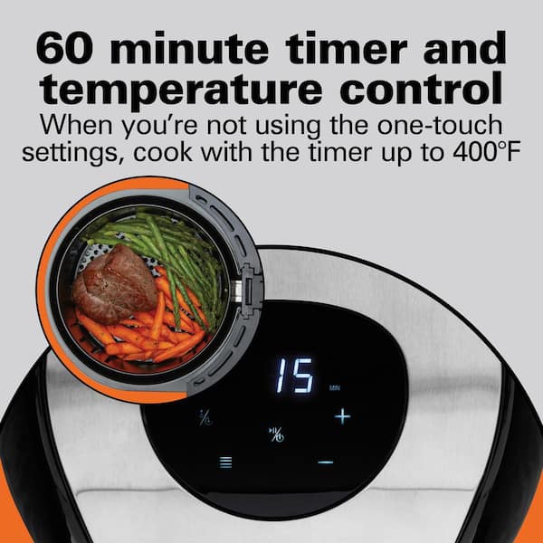 Moosoo Compact Air Fryer with 2qt Nonstick Basket, 60 Min Timer, Black