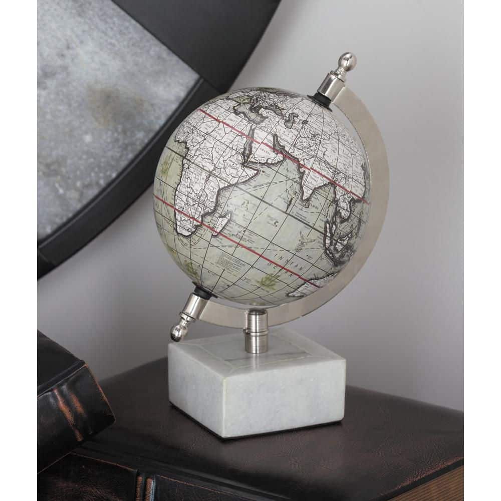 6" White Marble Base Globe Decorative Accent