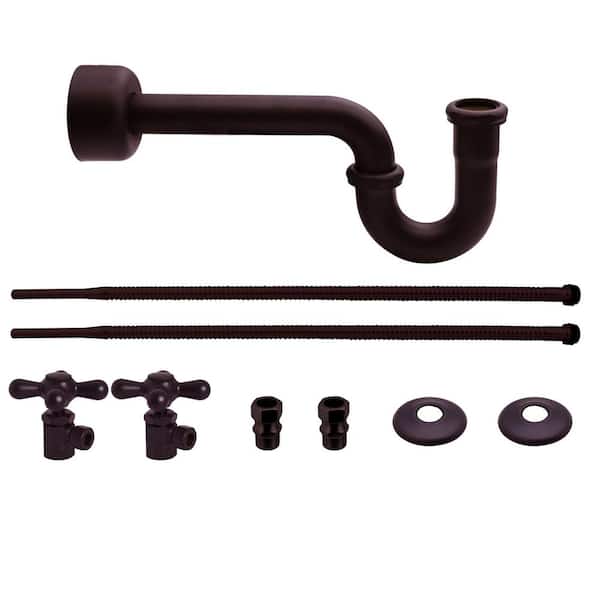 Westbrass Victorian Style Freestanding Pedestal Sink Kit with Supply Line, P-Trap and Cross Handle Angle Stops, Oil Rubbed Bronze