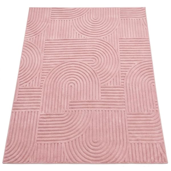 5'x7' Pink Soft Fluffy Non-Slip Washable Area Rug, Modern Indoor Carpet for Girls Bedroom