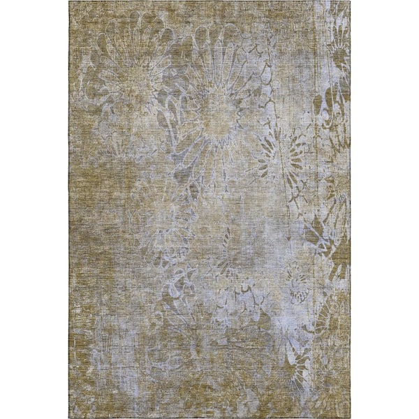 Mayfield Premium Machine Washable Abstract AMF2224 Wheat 3 ft. x 4 ft. Area Rug