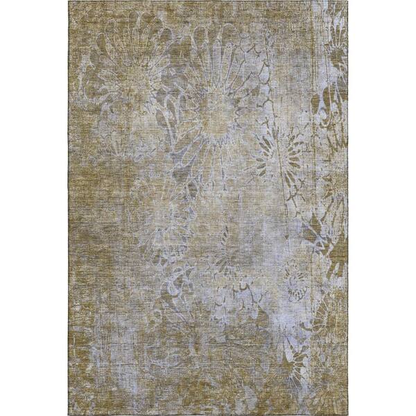Mayfield Premium Machine Washable Abstract AMF2224 Wheat 8 ft. x 10 ft. Area Rug