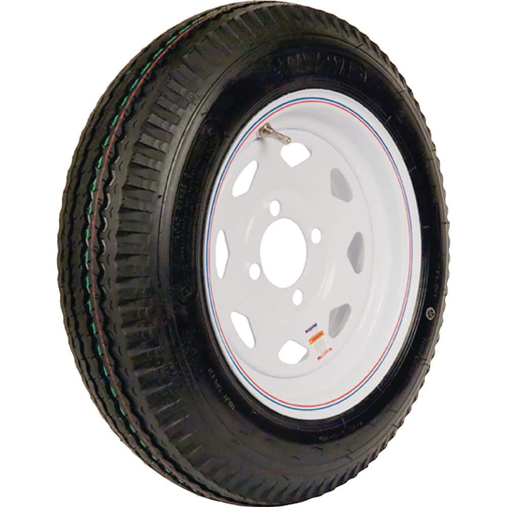 LOADSTAR 480-12 K353 BIAS 780 lb. Load Capacity White with Stripe 12 in. Bias Tire and Wheel Assembly