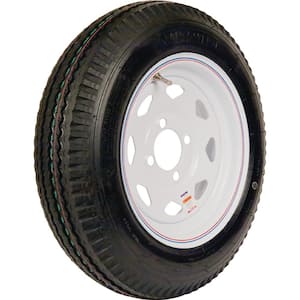 530-12 K353 BIAS 1045 lb. Load Capacity White with Stripe 12 in. Bias Tire and Wheel Assembly