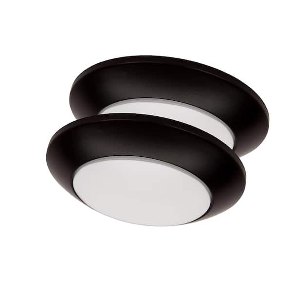 7 in. Matte Black Slim LED Flush Mount 854 Lumens Soft White 3000K Indoor Bedroom Closet Kitchen Lighting (2-Pack)