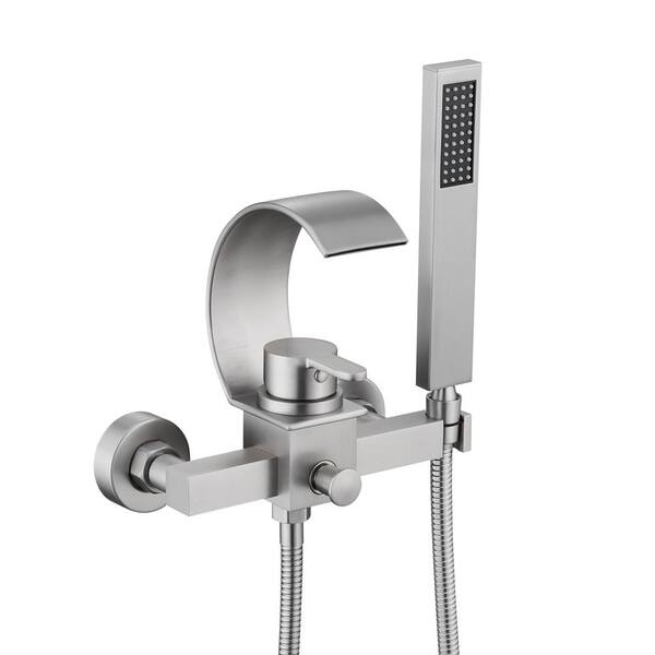 CASAINC Single Handle 2-Spray Wall Mounted Tub and Shower Faucet 1.8 GPM in. Brush Nickel (Valve Included)