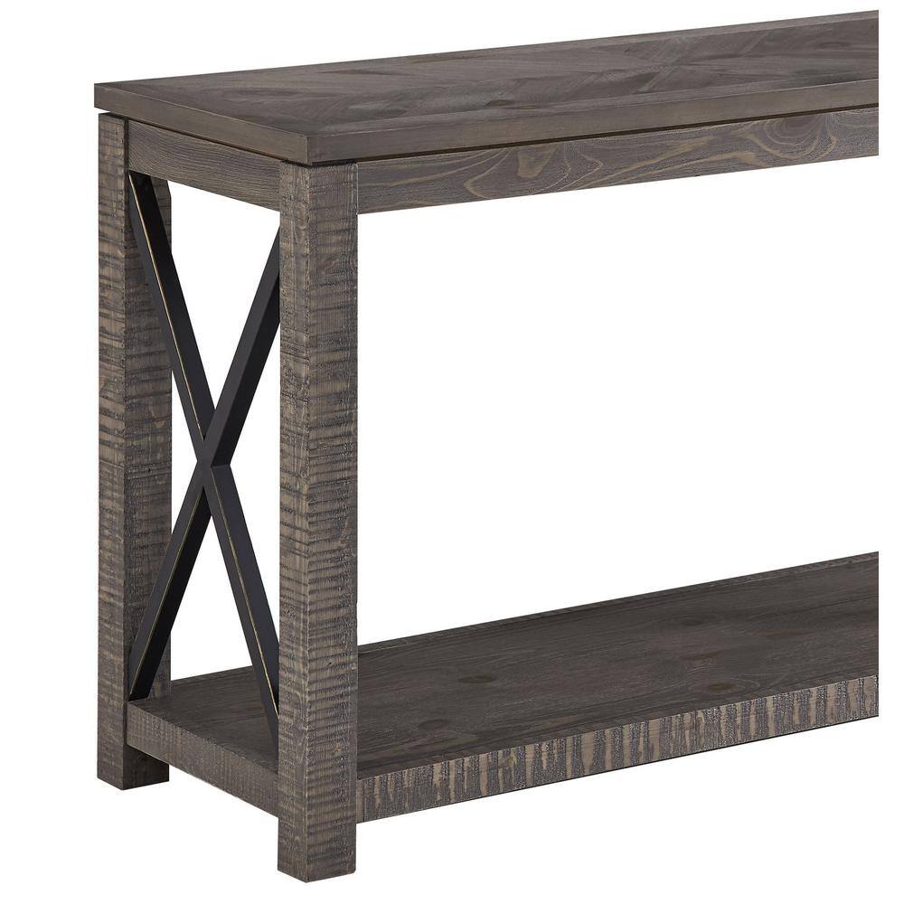 Dexter 48" Brown Wood and Metal Sofa Table with Storage