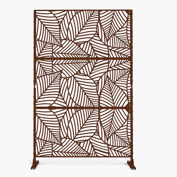 47 in. W x 75 in. H Galvanized Steel Garden Fence Outdoor Privacy Screen Garden Screen Panels in Reddish Brown (Thin)