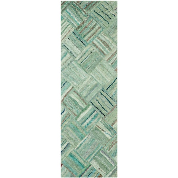 SAFAVIEH Nantucket Green/Multi 2 ft. x 13 ft. Geometric Runner Rug