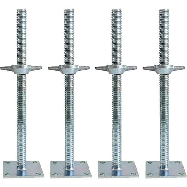 4 Pack Adjustable Screw Jack 18 Solid Leveling Jack Durable Scaffold Leveling Jack for Baker-Style Scaffolding Silver