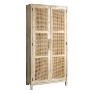 Rowan Natural 3-Shelves Storage Accent Cabinet with 2-Doors