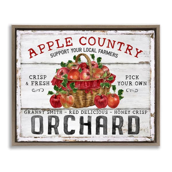 Stupell Industries Rustic Apple Orchard by Creatif Belle Brown Floater Frame Graphic Typography Art Print 17 in. x 21 in.