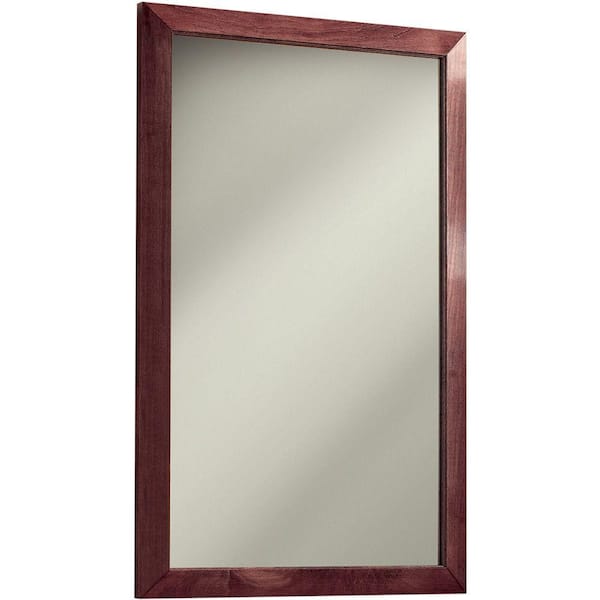 JENSEN City 16.5 in. W x 26.5 in. H x 5.25 in. D Recessed or Surface Mount Mirrored Medicine Cabinet in Chestnut