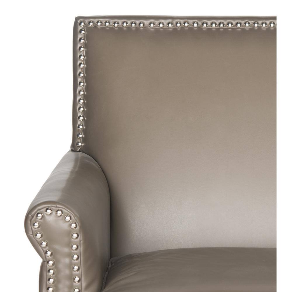 Contemporary Clay Gray Faux Leather & Wood Arm Chair