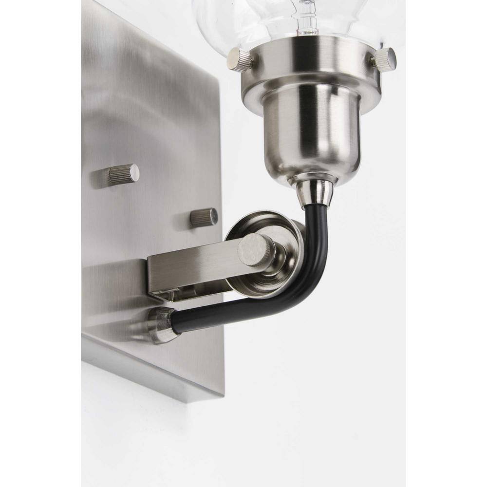 Rushton Brushed Nickel Wall Sconce with Clear Glass Shade
