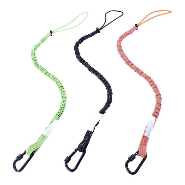 Lanyard Series 3 ft Retractable Lifeline with Aluminum Screw Lock Carabiner Clip, Adjustable Loop-3 Pack