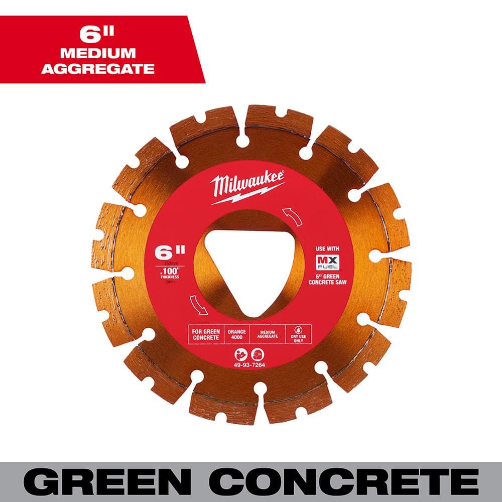Orange 6 in. x .100 in. Green Concrete Cutting Segmented Rim Diamond Blade (1-Pack) price history on PriceWatchPro