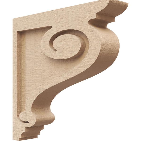 Ekena Millwork 2 in. x 10 in. x 10 in. Series 1 Thin Scroll Rough Cedar Woodgrain Timberthane Polyurethane Corbel, Primed Tan