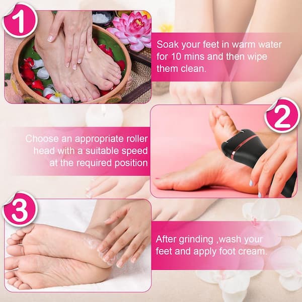  Electric Foot Callus Remover Rechargeable, Portable Foot File Callus  Remover for Feet Pedicure Tools Foot Scrubber Kit, Professional Foot Care  for Dead and Cracked Dry Skin, 5 Speed & 3 Grinding Heads 