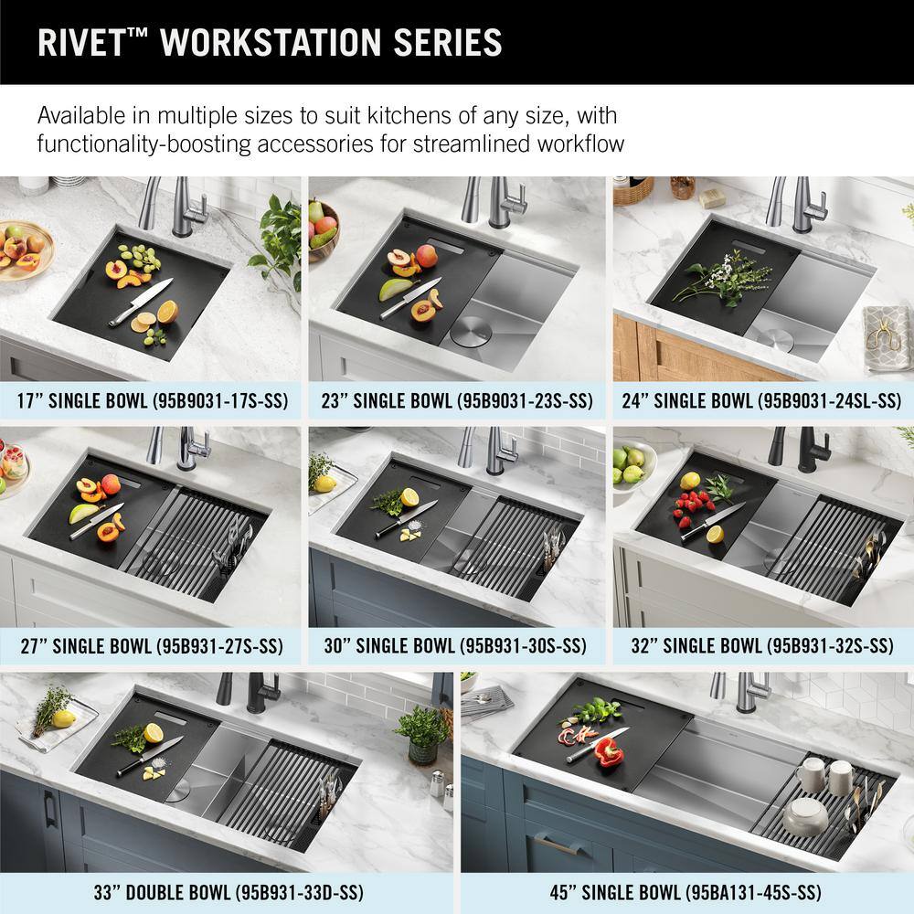 Delta 23" Stainless Steel Undermount Workstation Kitchen Sink