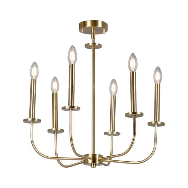 6-Light Antique Gold Chandelier, Display