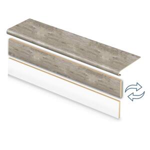 Lighthouse Oak/Rustic Wood/Salted Oak 47in.L x 12.15in.W x 1.69in.T Vinyl Stair Tread and Reversible Riser Kit Adhesive