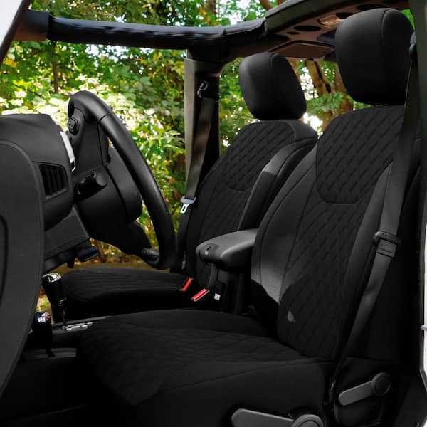 Fh Group Neoprene Custom Seat Covers For 2007 2018 Jeep Wrangler Jk 4dr Full Set Black Dmcm5003 - 2004 Jeep Wrangler Front Seat Covers
