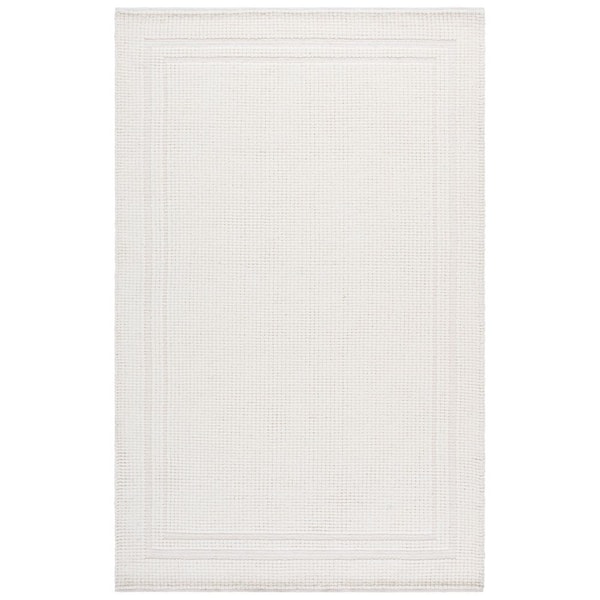 Natura 8 ft. x 10 ft. Ivory Solid Border Striped Area Rug