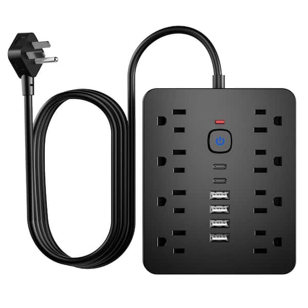 6 ft. 8-Outlet Surge Protector Power Strip with 4 USB-A Ports, 2 USB-C Ports, Overload Protection, Flat Plug