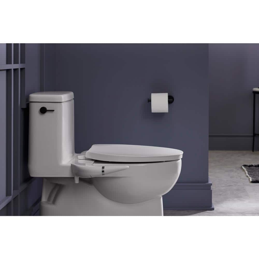 White Manual Bidet Attachment with Dual Self-Cleaning Nozzles