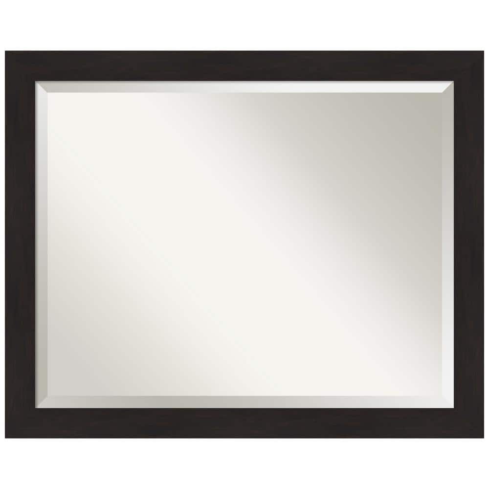 Espresso Brown Wood Rectangular Beveled Wall Mirror