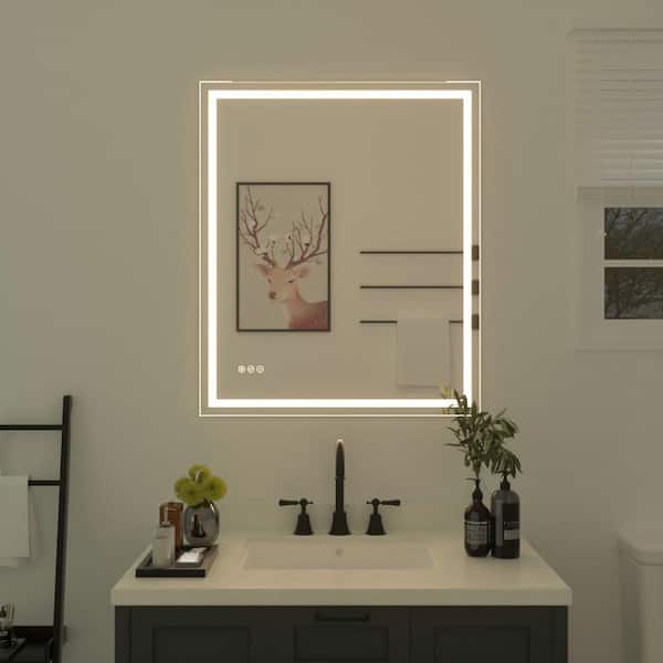 niveal Bochum 30 in. W x 36 in. H Rectangular Frameless LED Wall Bathroom Vanity Mirror