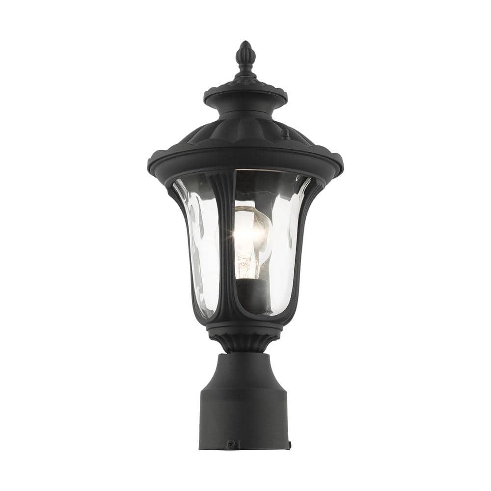 Oxford Traditional Textured Black Outdoor Post Lantern with Clear Water Glass