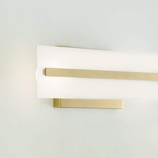 Generation Lighting - Studio Dex 17.875 in. Small 2-Light Satin Brass Vanity Light with Satin Etched Glass Shade