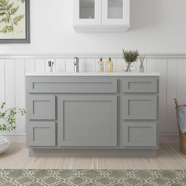 Vanity Art 51 in. W x 21 in. D x 32.5 in. H Bath Vanity Cabinet without Top in Gray