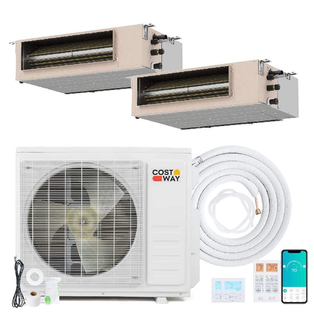 X-Pro 18000 BTU 2 Zone 9K + 9K Concealed Ducted Mini Split AC, 24 SEER2, WiFi Enabled price history on PriceWatchPro
