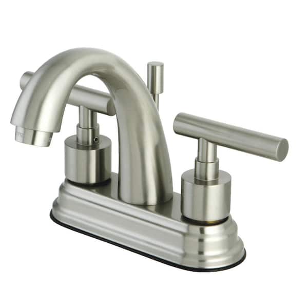 Kingston Brass Manhattan 4 in. Centerset 2-Handle Bathroom Faucet in Brushed Nickel