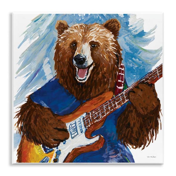 Stupell Industries Bear Playing Guitar by Seven Trees Design Unframed Animal Graphic Art Print 12 in. x 12 in.