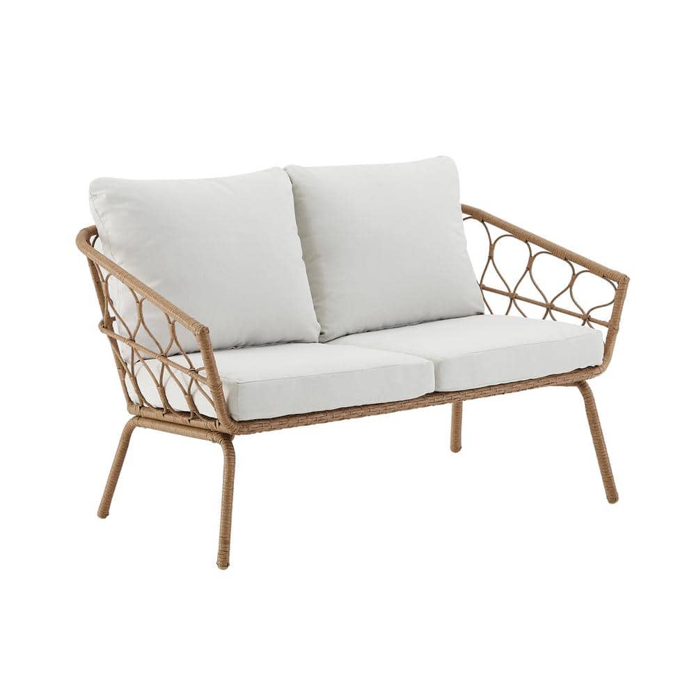 Juniper 2-Piece White Steel Boho-Chic Outdoor Loveseat Set