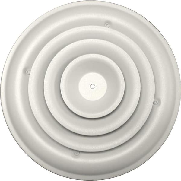 SPEEDI-GRILLE 8 in. Round Ceiling Air Vent Register, White with Fixed Cone Diffuser and Bowtie Damper