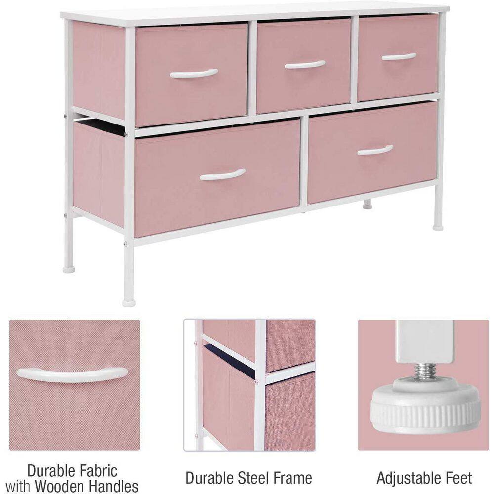 Pastel Pink Nursery Dresser with Extra Deep Drawers and Handles