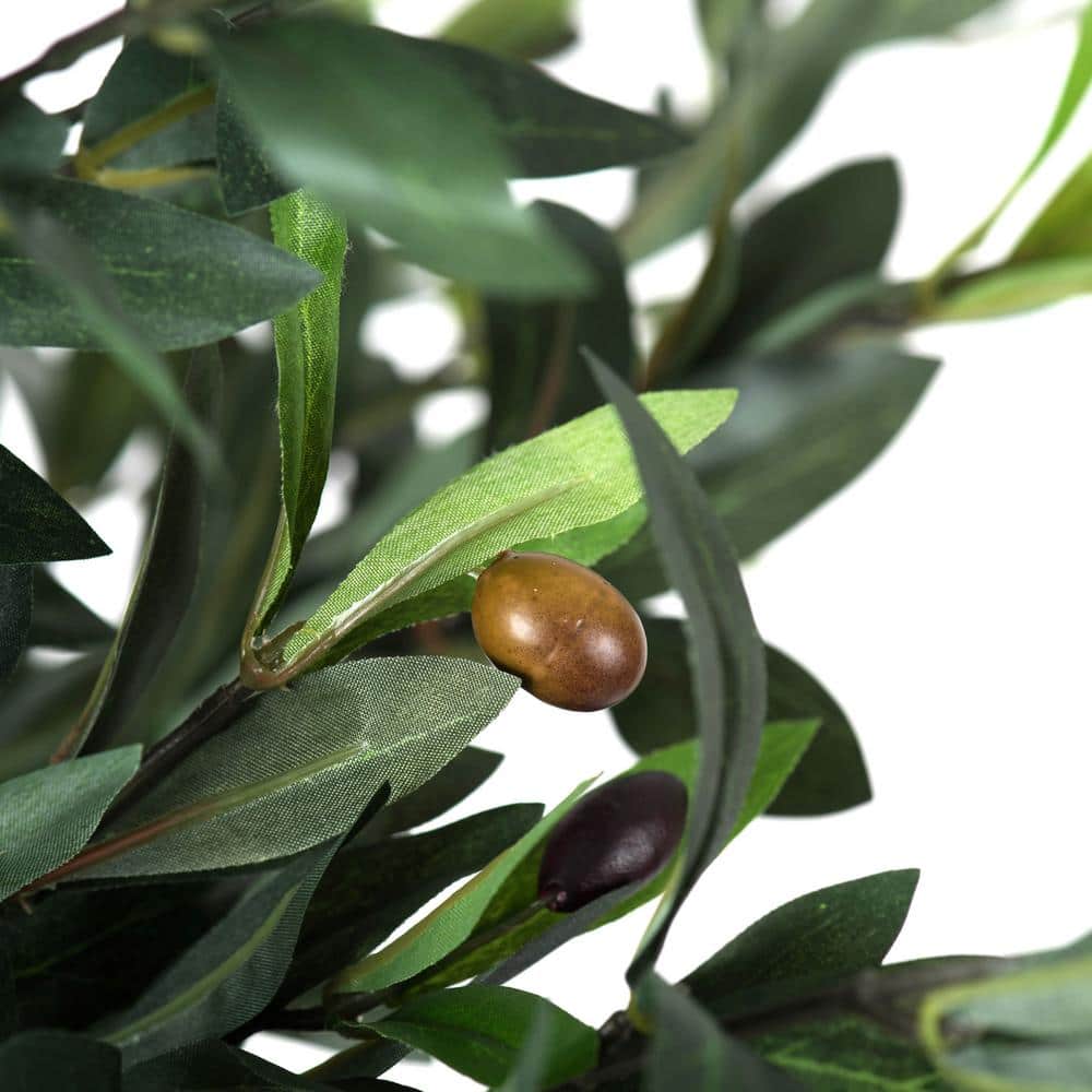 50-Inch Tall Faux Olive Tree in Black Planter