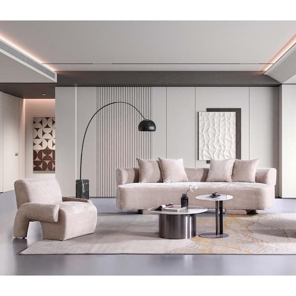 Manhattan Comfort Verandah 2-Piece Mid-Century Modern Beige