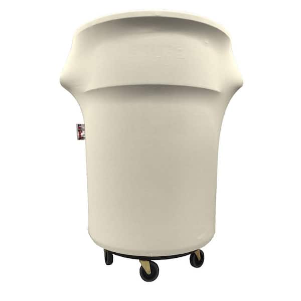 LA Linen Ivory Cover for 55 Gal. Trash Can On Wheels