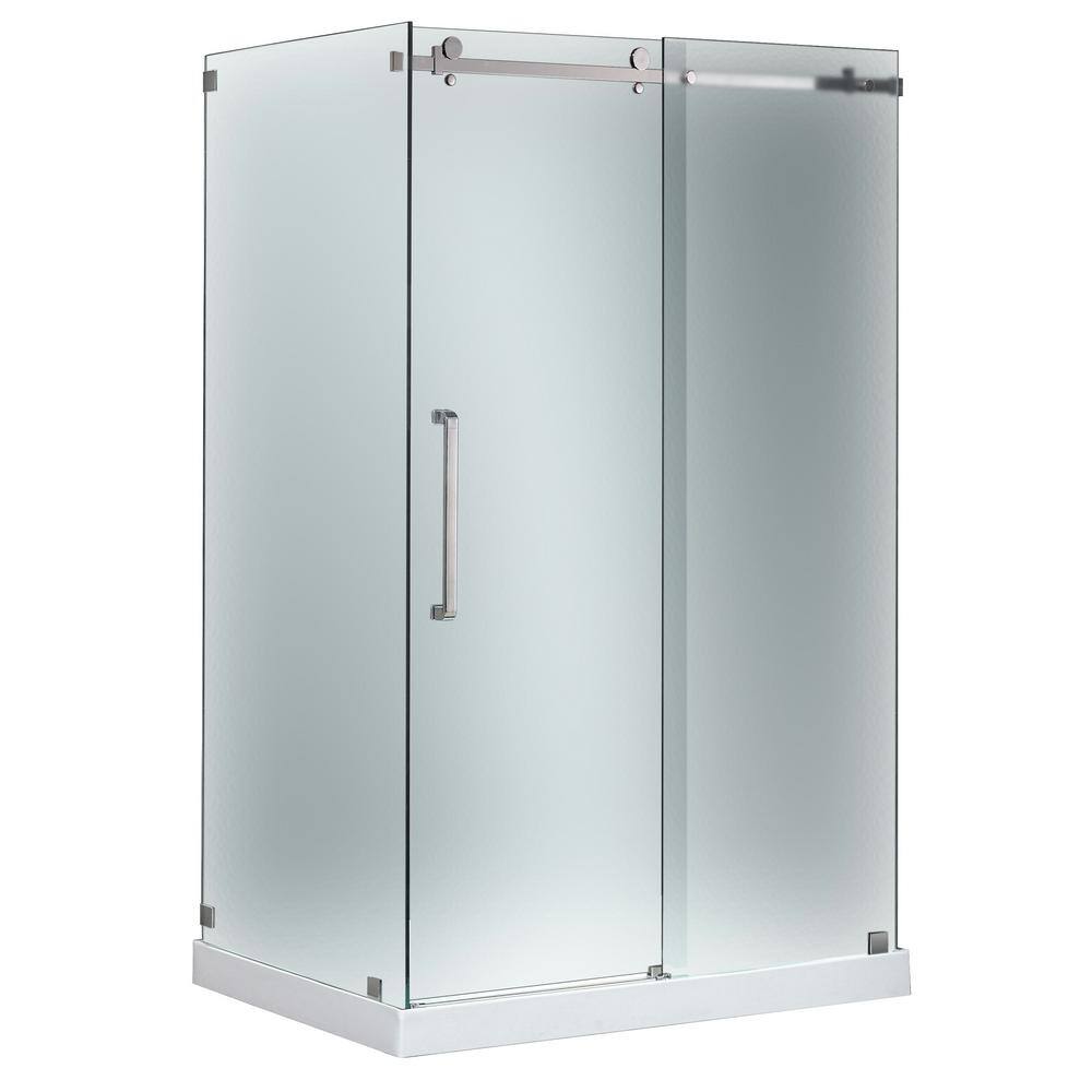 Moselle 48" x 77.5" Frameless Frosted Tempered Glass Shower Enclosure