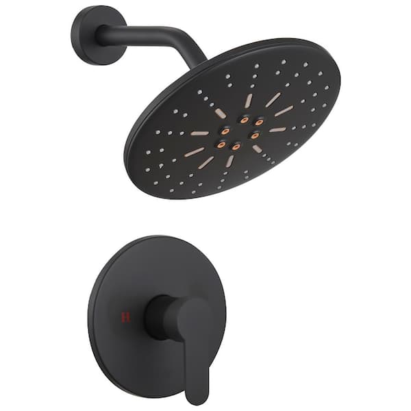 BWE 1-Spray Pattern with 1.8 GPM Showerhead Face Diameter 9 in. Wall Mount Fixed Shower Head in Matte Black