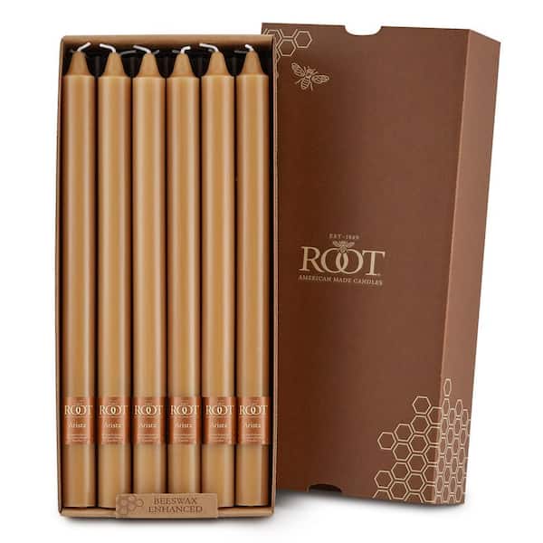 Smooth Arista 12 in. Beeswax Beige Unscented Taper Candle (Set of 12)