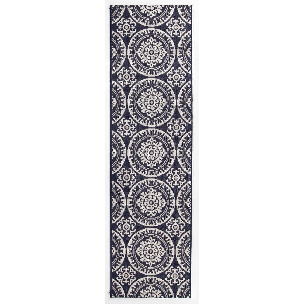 BALTA Theodora Dark Blue 2 ft. x 7 ft. Indoor/Outdoor Runner Rug ...